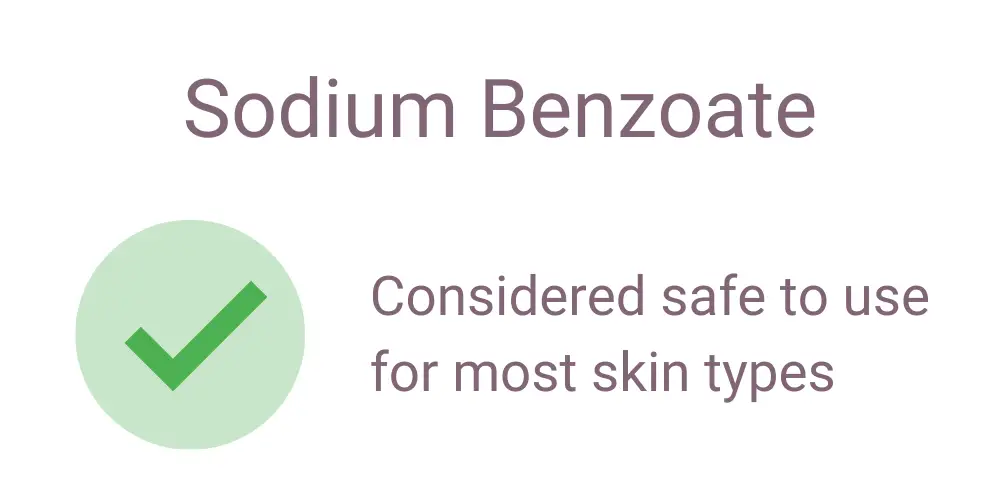 Sodium Benzoate is considered safe for most skin types. 
